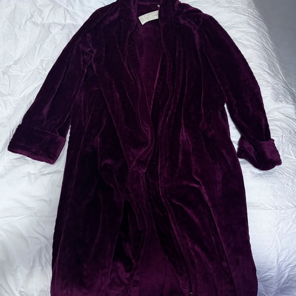Luxurious Super Soft Velvet Robe in Burgundy